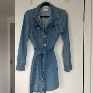 Zara belted denim dress